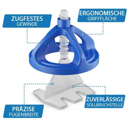 Fliesen Nivelliersystem für 1mm, 2mm und 3mm Fugen - Zughauben & Gewindelaschen
