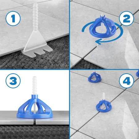 Fliesen Nivelliersystem für 1mm, 2mm und 3mm Fugen - Zughauben & Gewindelaschen