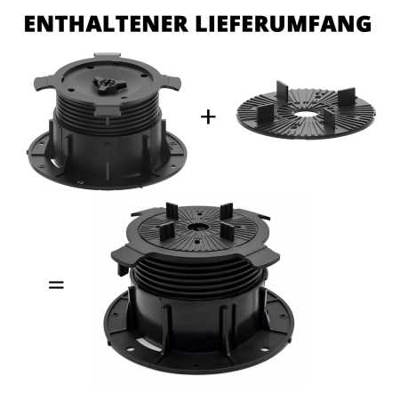 My Plast I Stelzlager für Terrassenplatten - 20 bis 205 mm I stabile Terrassenlager für den Höhenausgleich I Stellfüße für den Terrassenbau I Schwarz